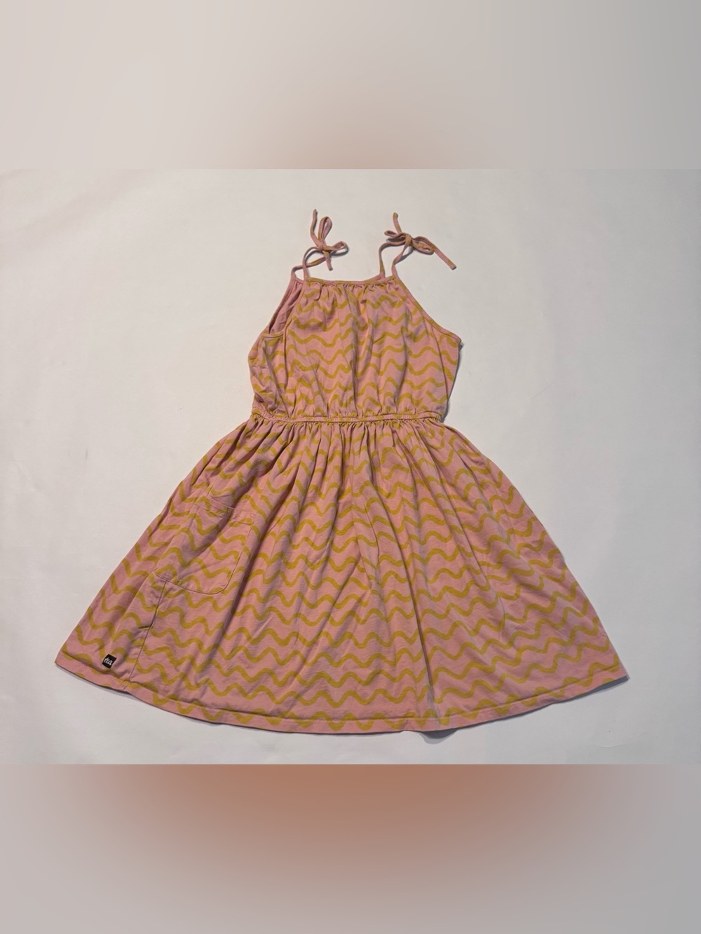 Tea Collection Dress Sundress Girls Size 12 Pink Yellow Striped Strappy Pockets